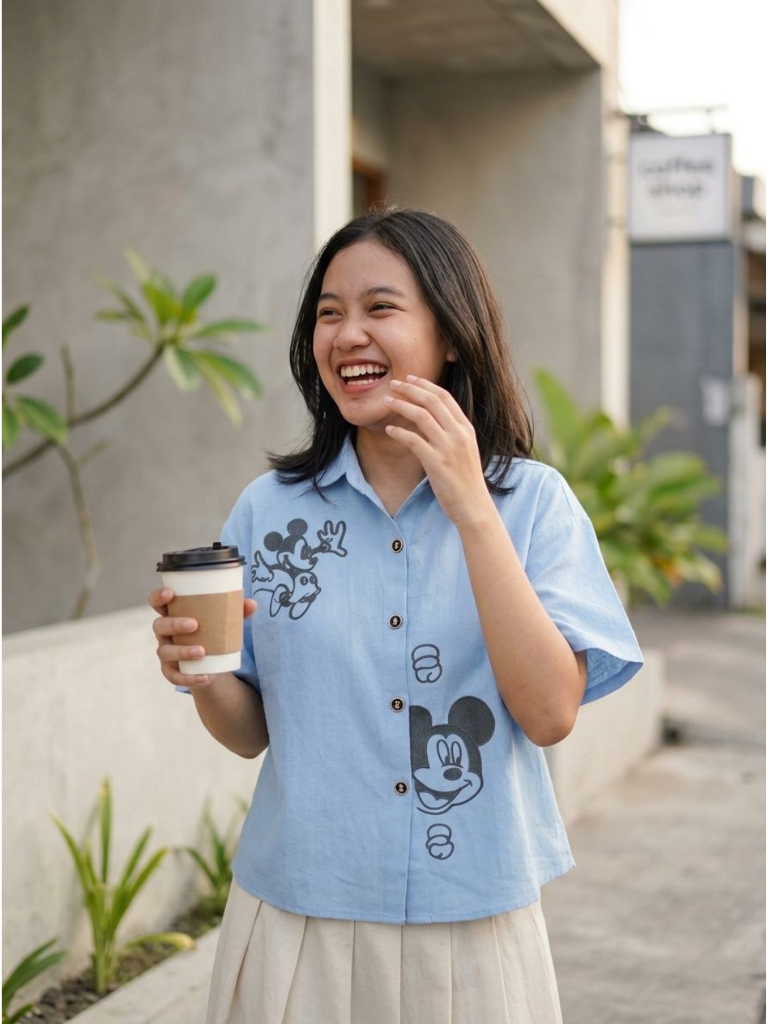 Bernald Button Cotton - Blue