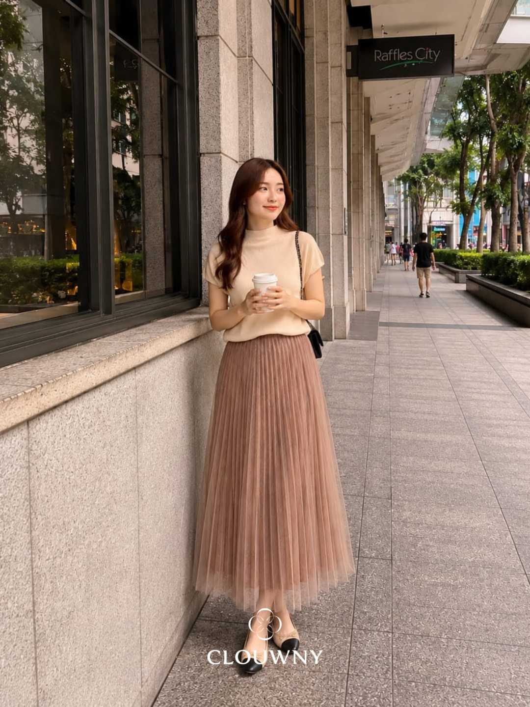 Onyva Tutu Pleats Skirt - Khaki