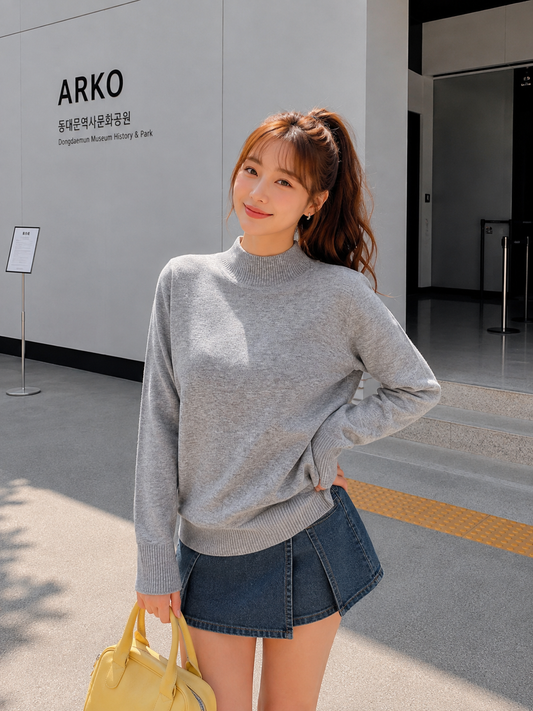 Tena Round Knit Longsleeve - Misty Grey