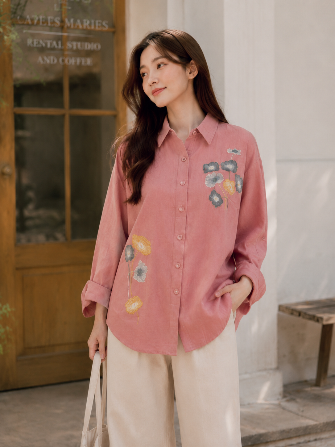 Elpha Flower Cotton Longsleeve - Pink