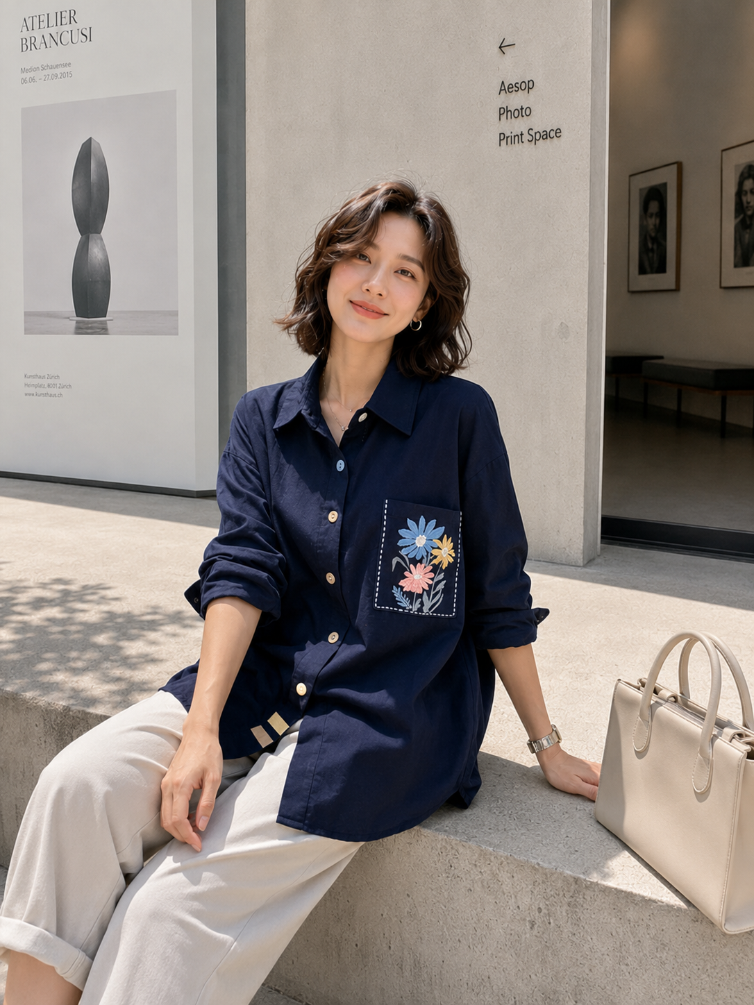 Yoel Pocket Cotton Longsleeve - Navy