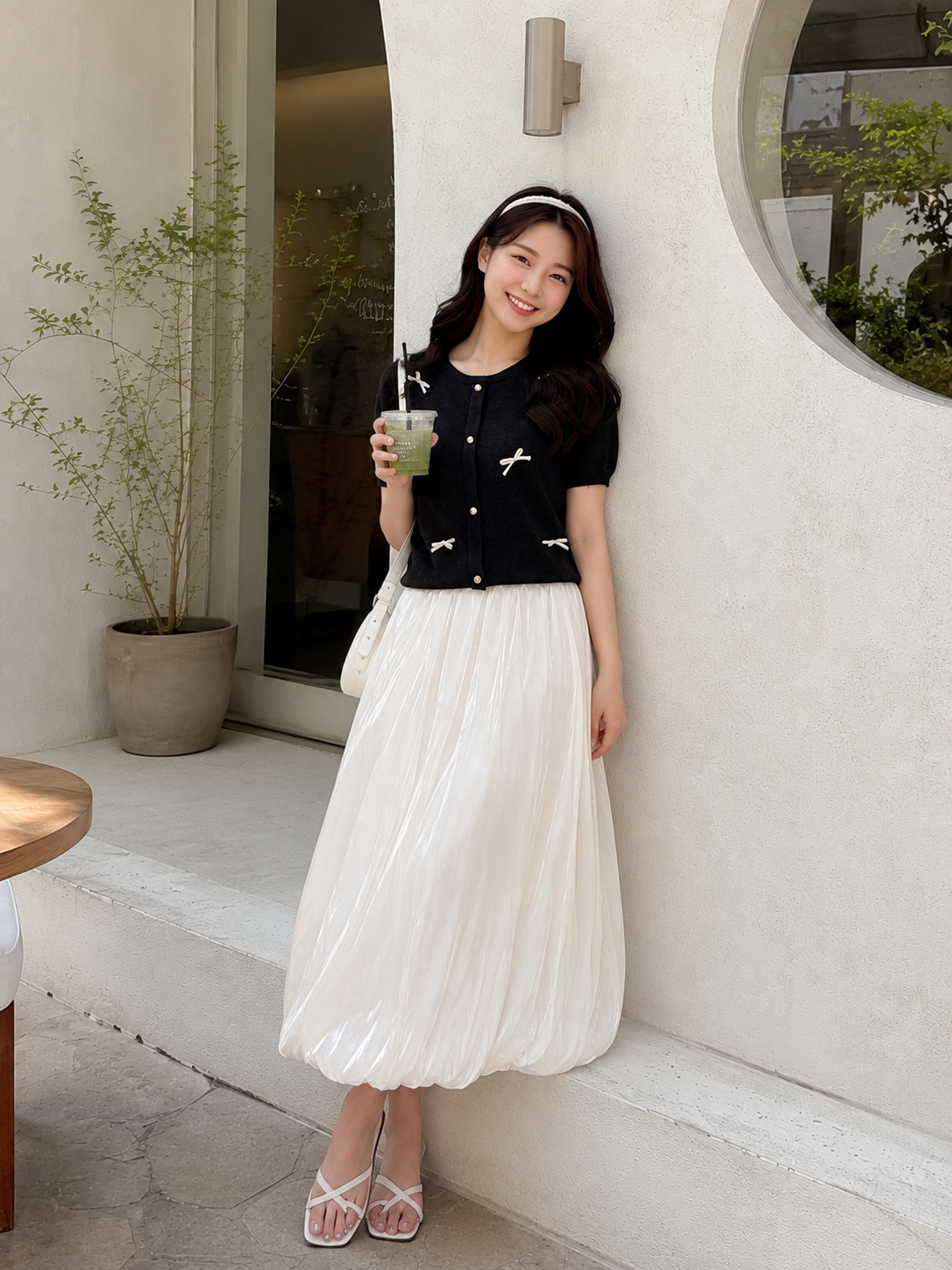 Nolan Baloon Midi Skirt - White
