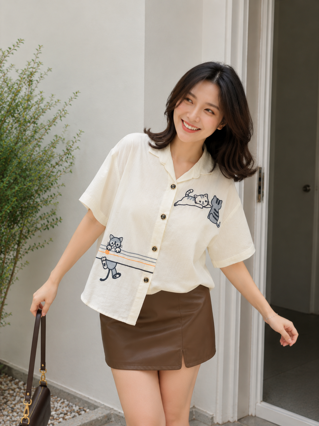Silvester Button Cotton Shirt - White