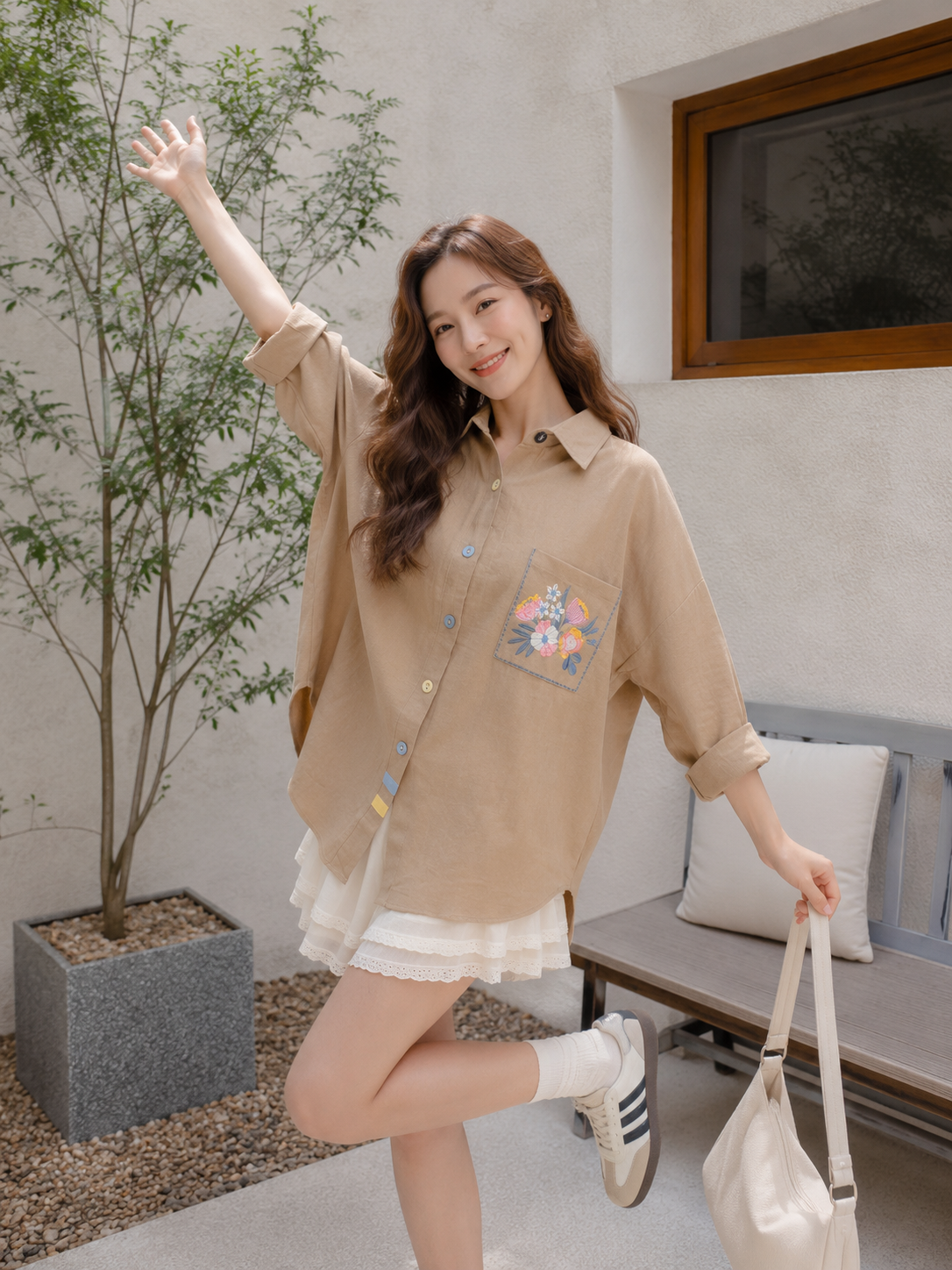 Nera Pocket Cotton Longsleeve - Oat