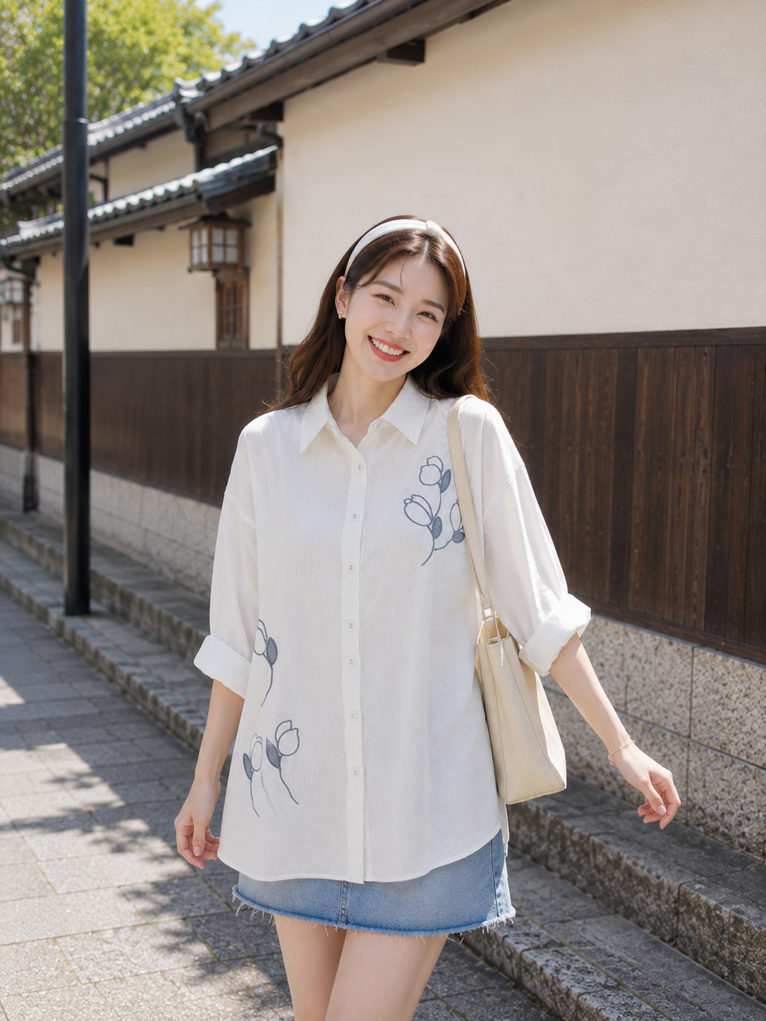 Sona Button Cotton Longsleeve - White
