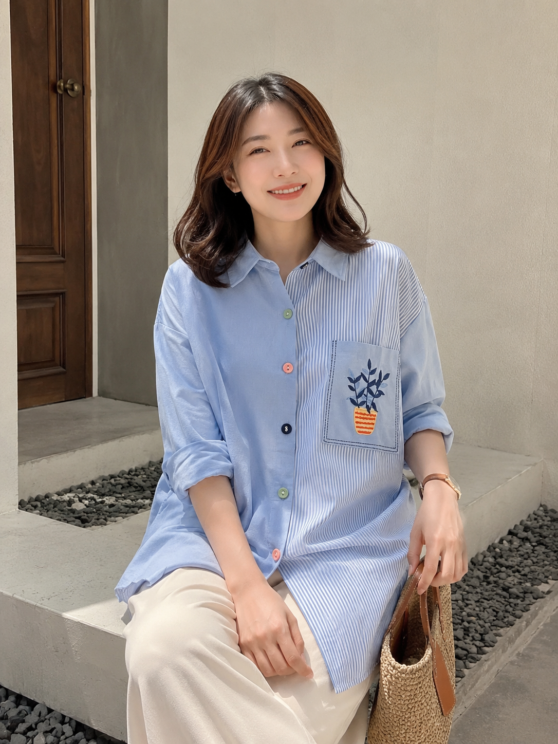 Vaza Pocket Cotton Longsleeve - Blue