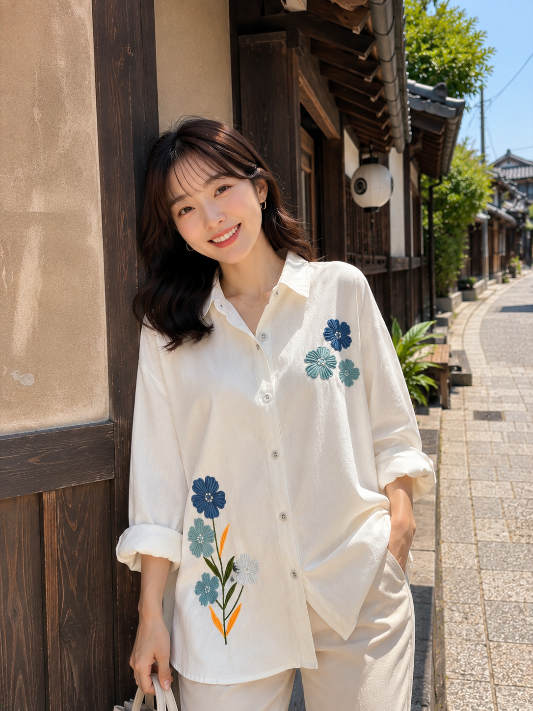 Jamie Double Button Shirt - White