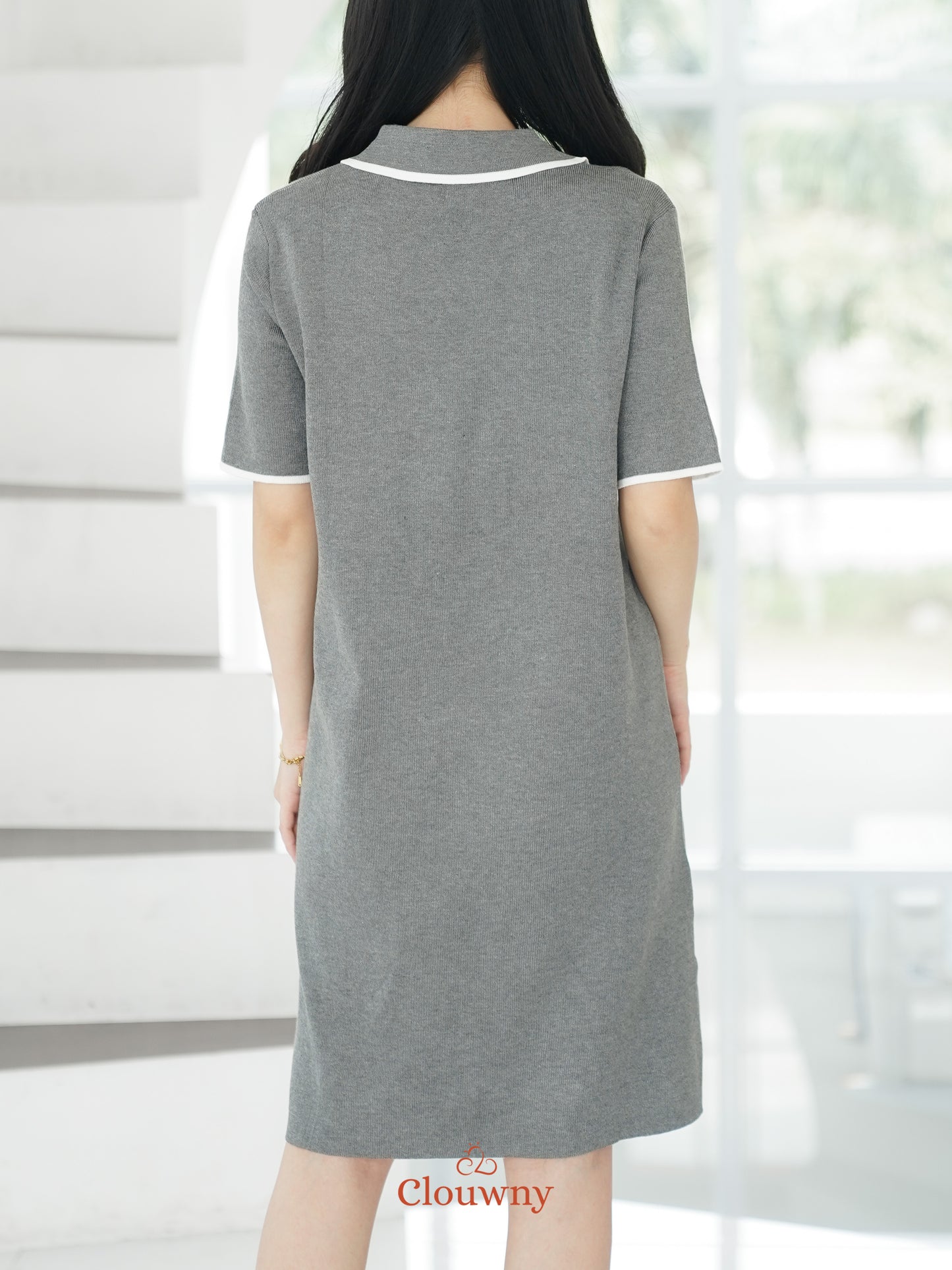 Marda Polo Knit Dress - Grey