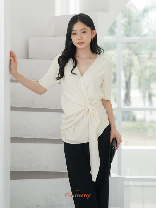 Yala Bow Knit Top - Broken White