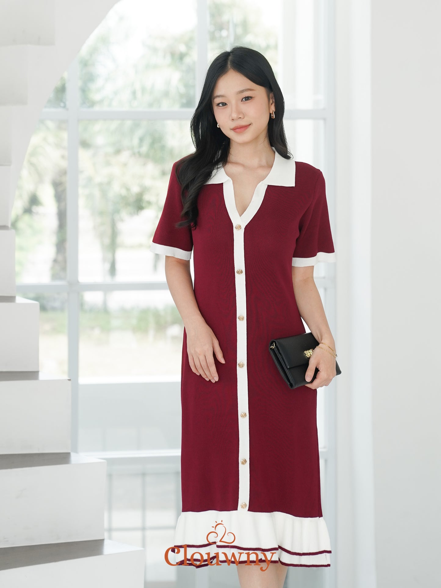 Malia Knit Dress - Maroon