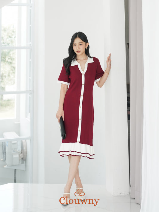 Malia Knit Dress - Maroon