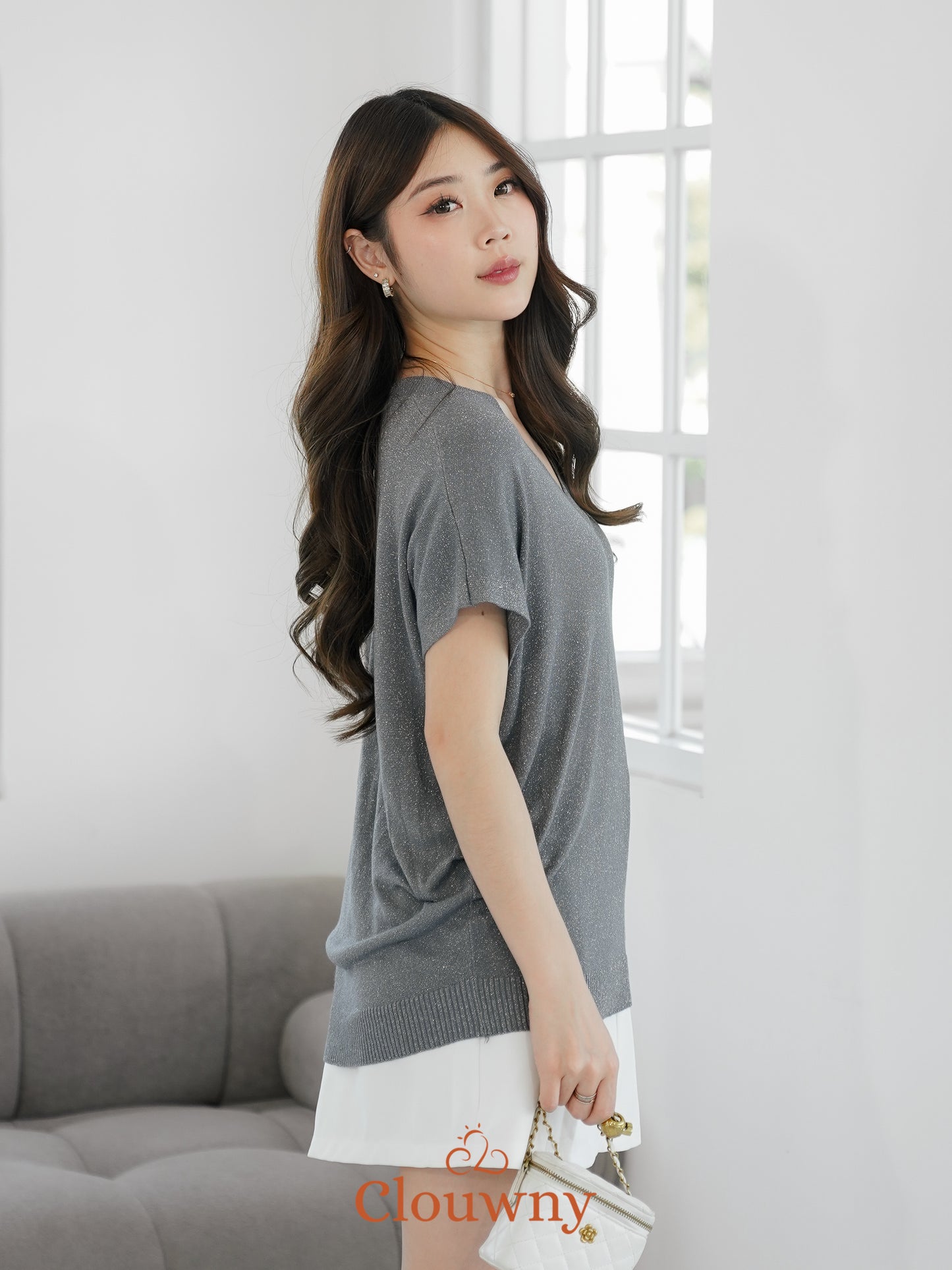 Varen Glitter Top - Grey
