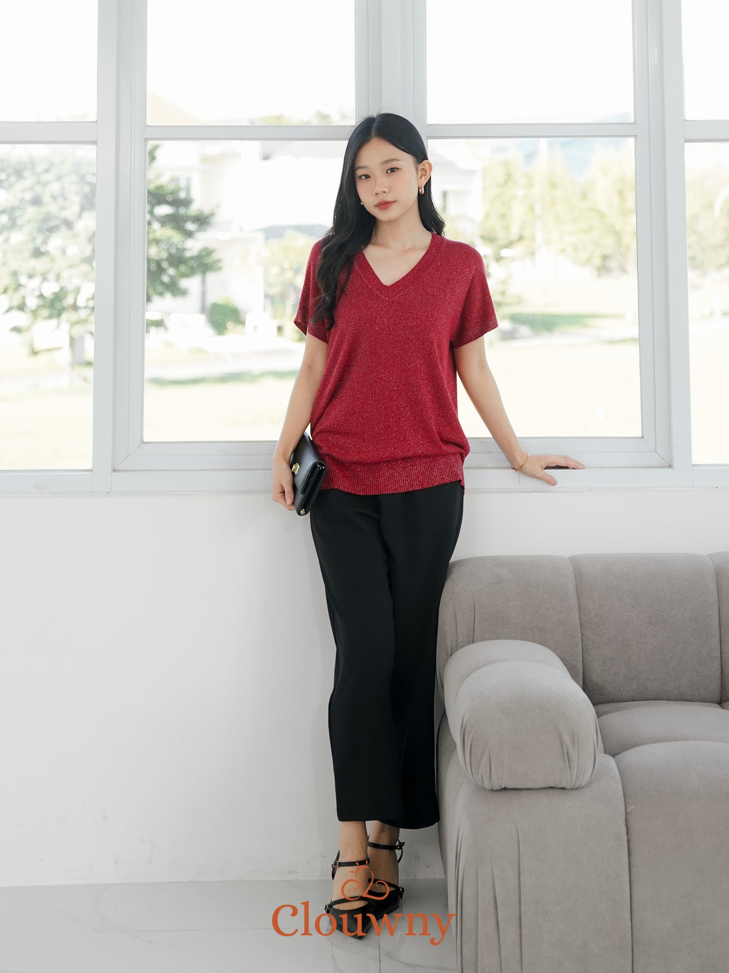 Varen Glitter Top - Maroon