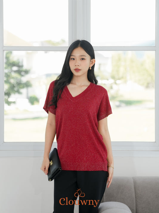 Varen Glitter Top - Maroon