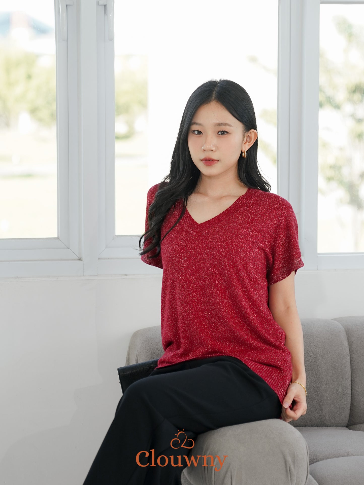 Varen Glitter Top - Maroon