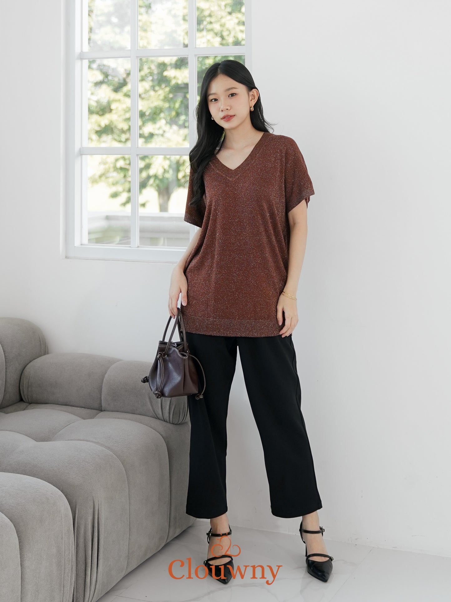 Varen Glitter Top - Coffee