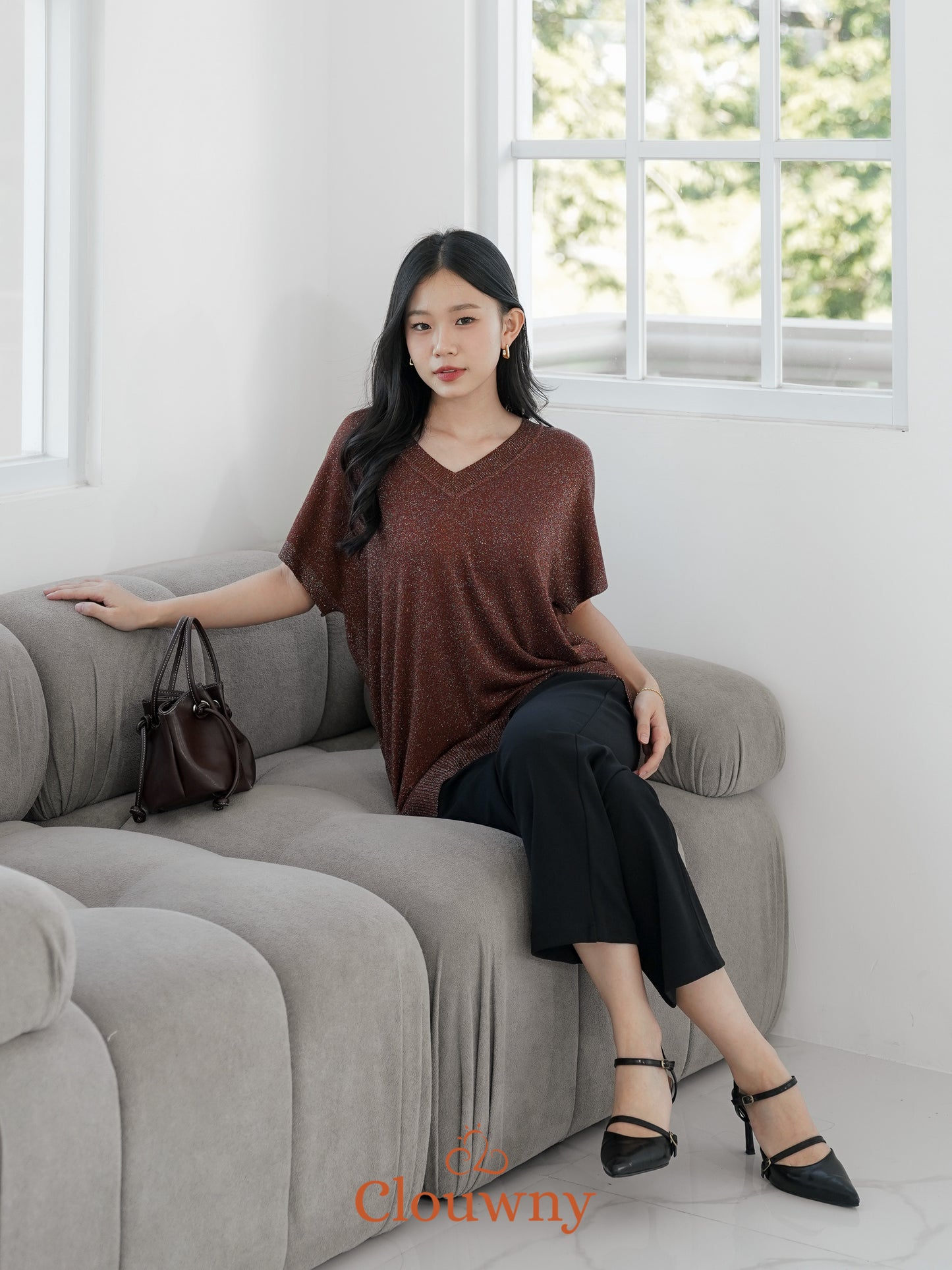Varen Glitter Top - Coffee