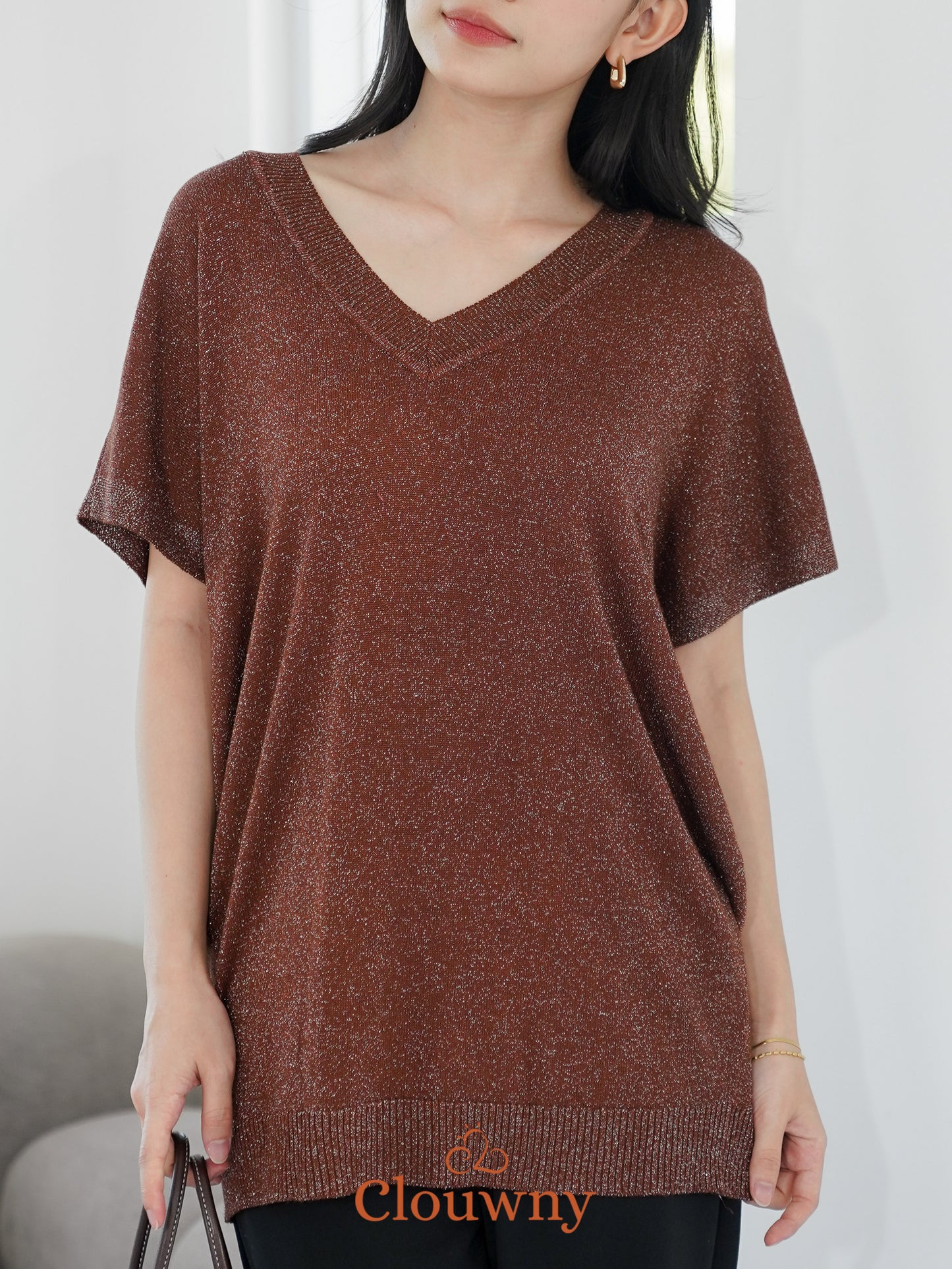 Varen Glitter Top - Coffee