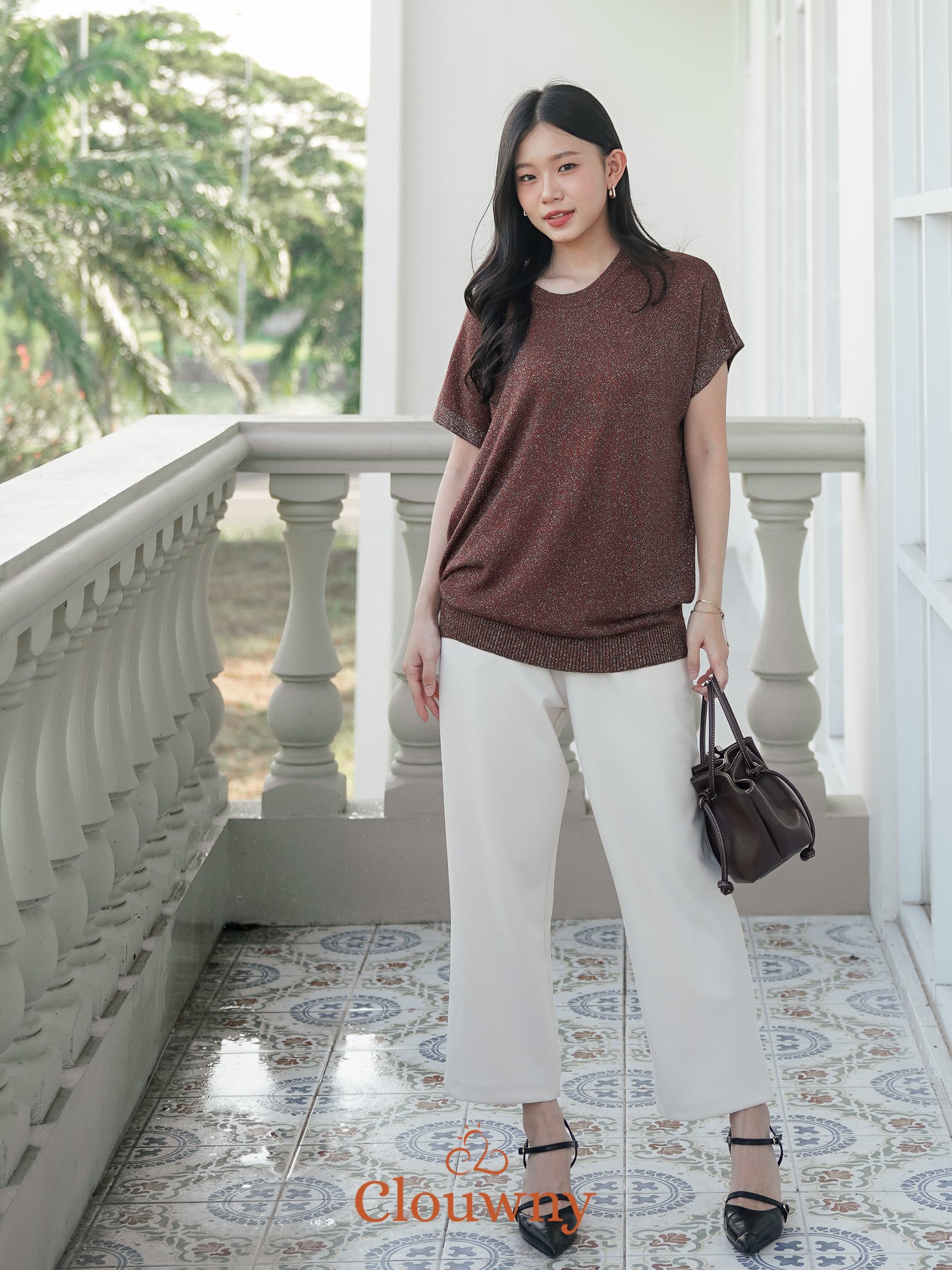 Umaira Glitter Top - Coffee