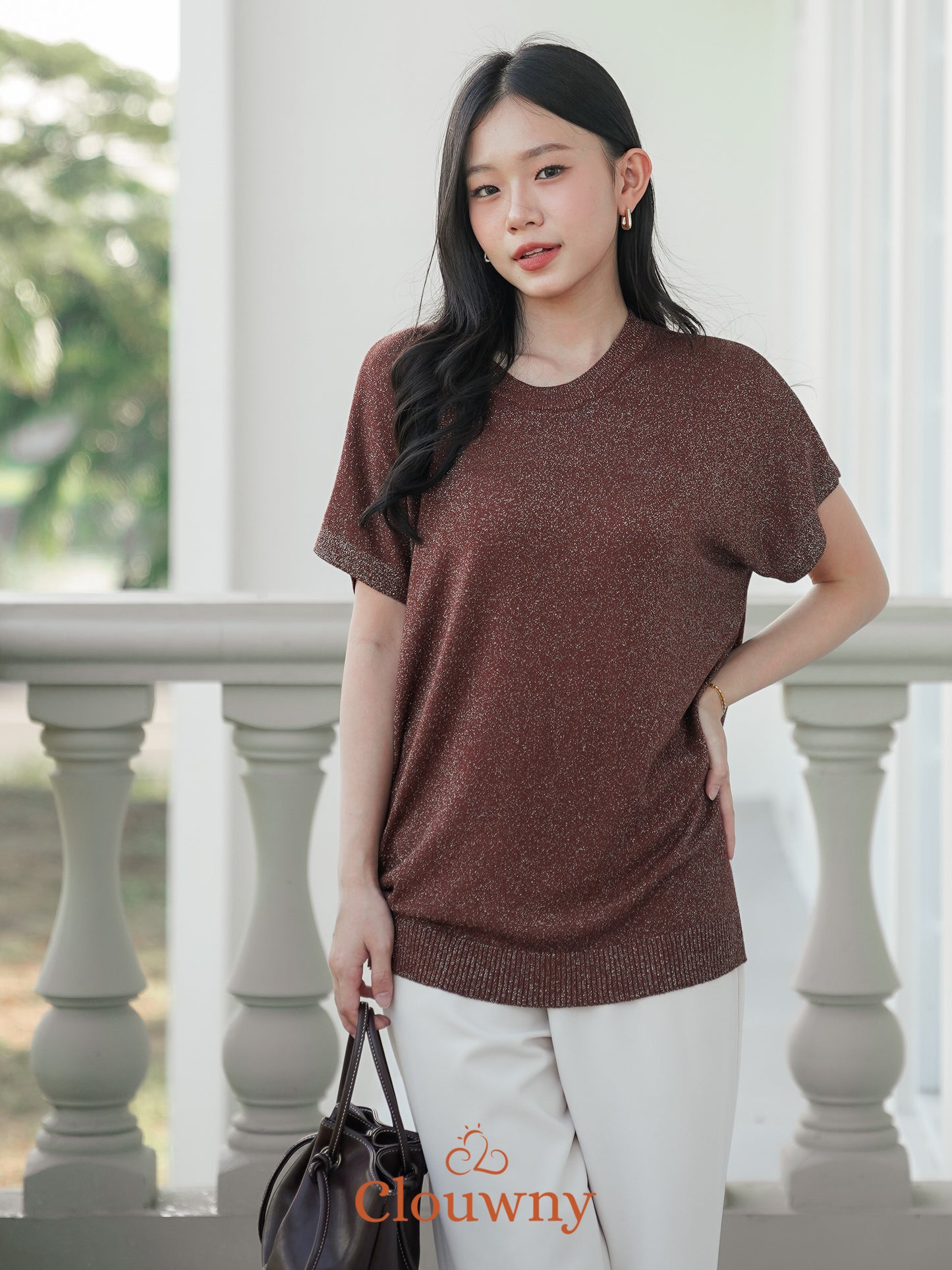 Umaira Glitter Top - Coffee