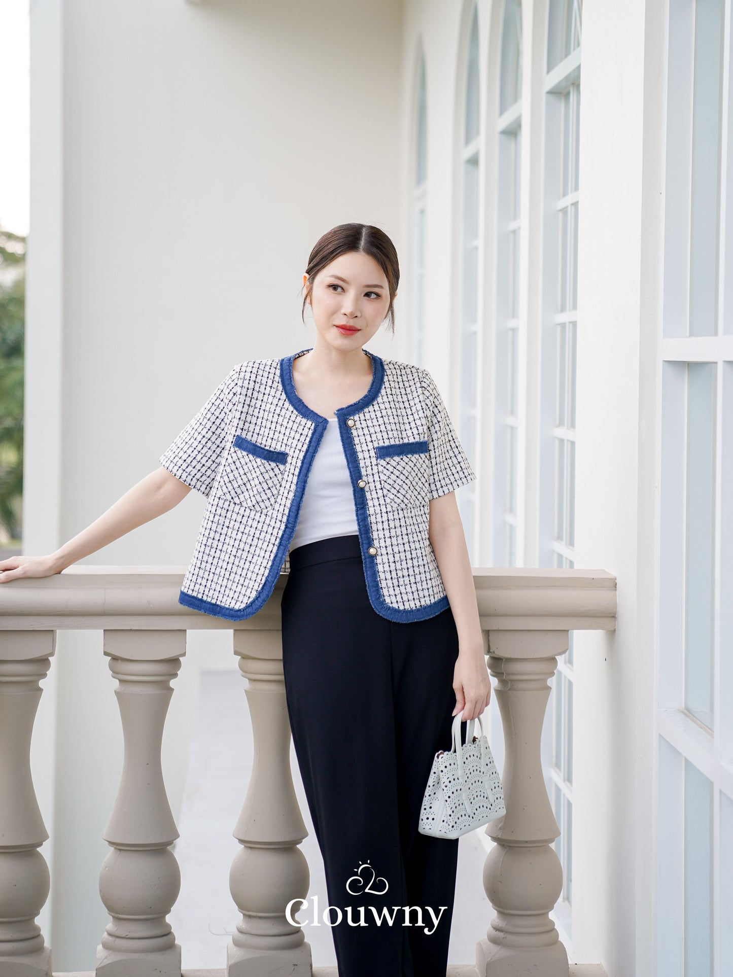 Chicago Tweed Top - White