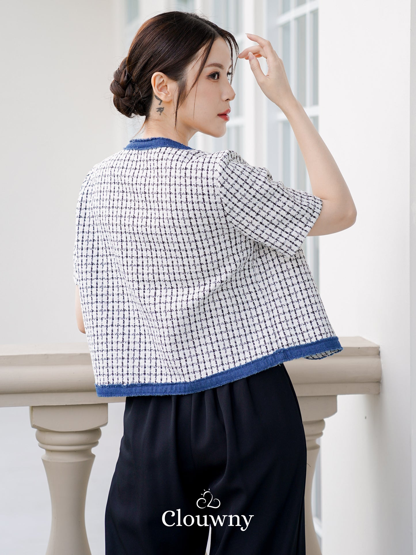 Chicago Tweed Top - White