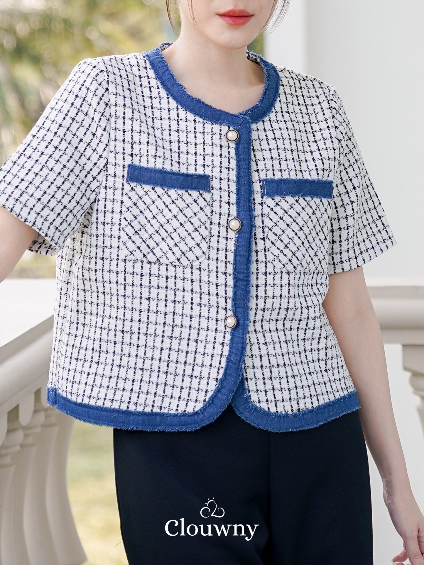 Chicago Tweed Top - White