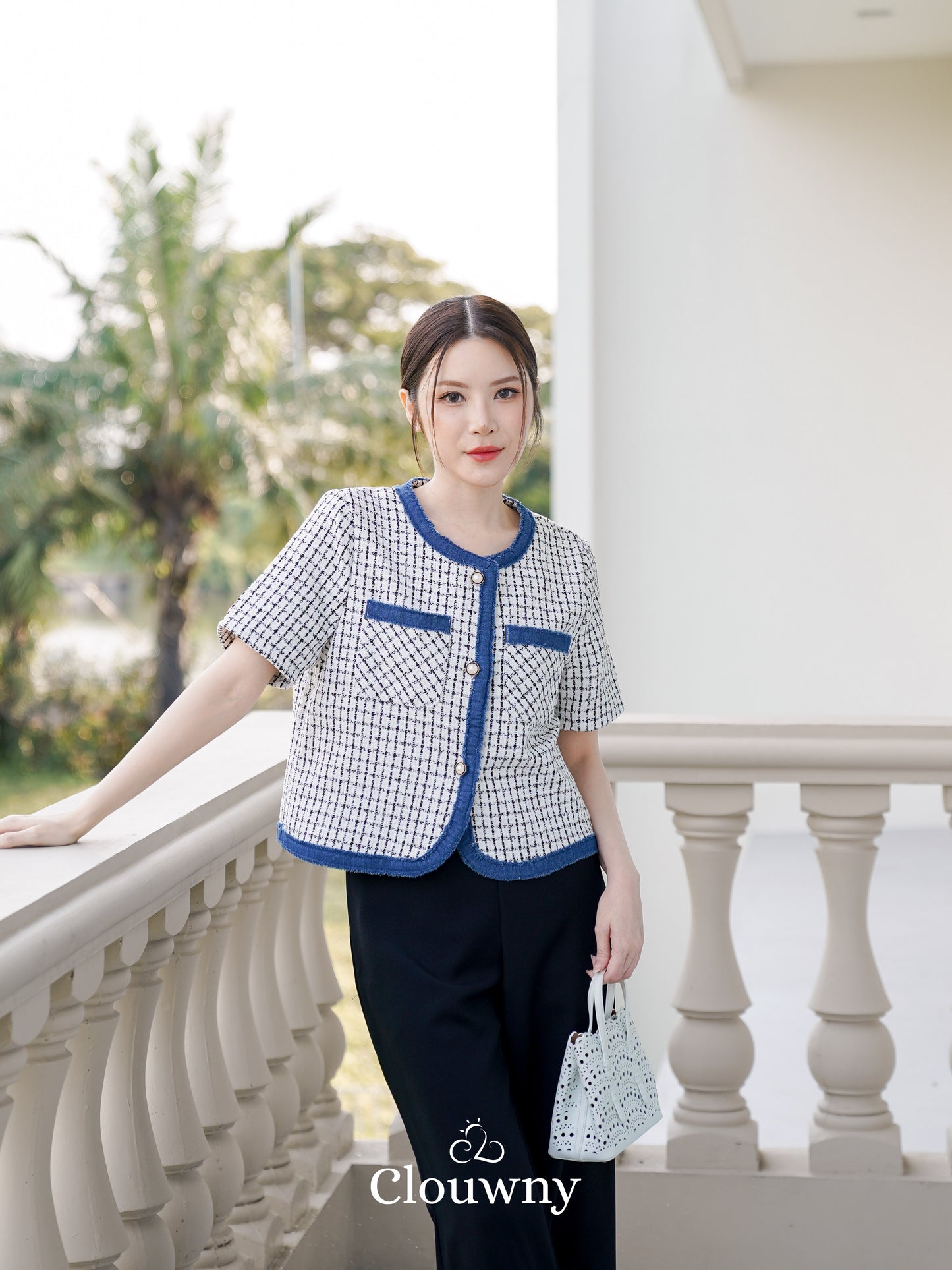 Chicago Tweed Top - White