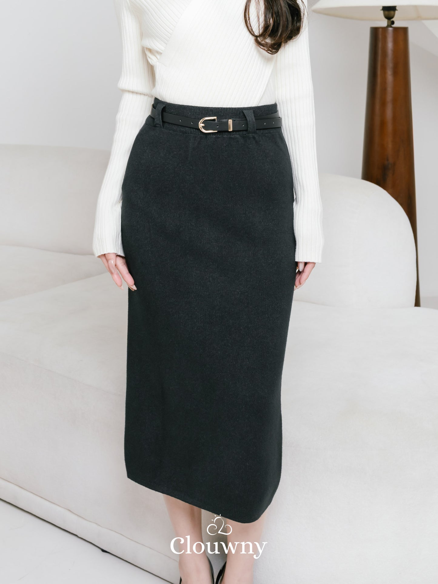 Crimson Knit Skirt - Dark Grey