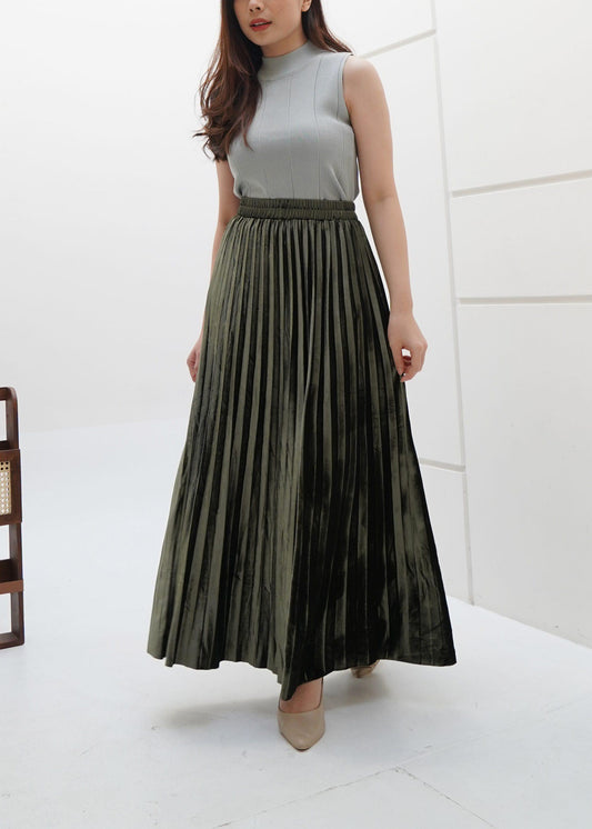 Minari Velvet Skirt - Army