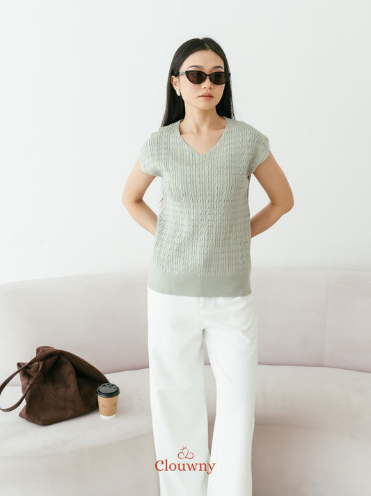 Vanda Knit Top - Sage Green