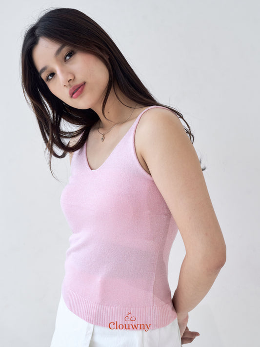 Dela Spaghetti Glitter Tanktop - Pink
