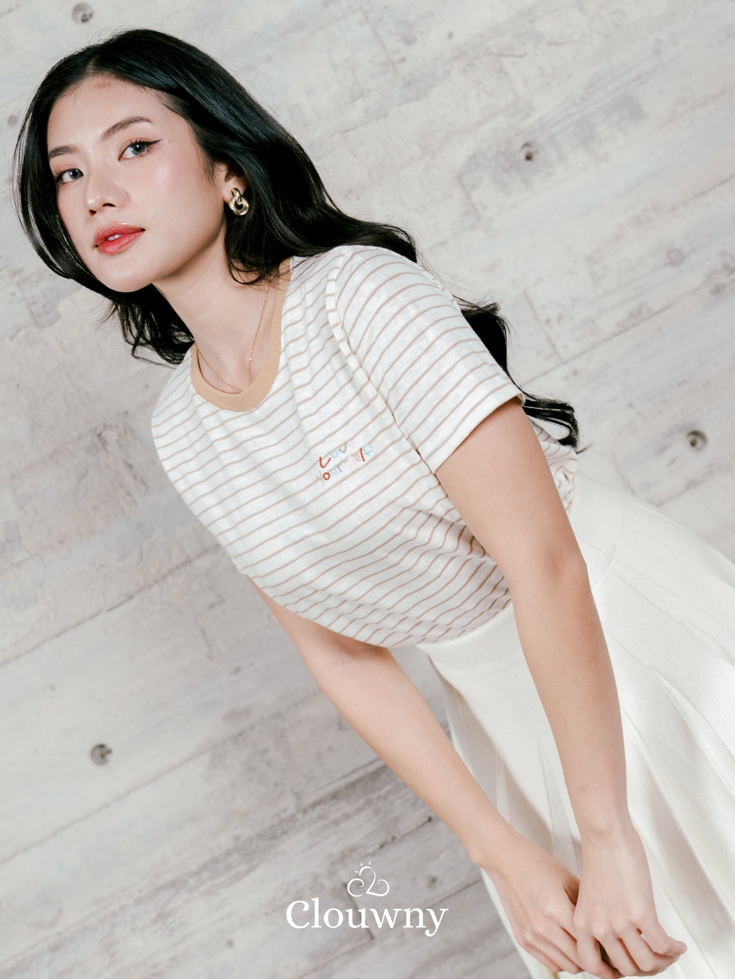 Love Stripes Tshirt - Khaki