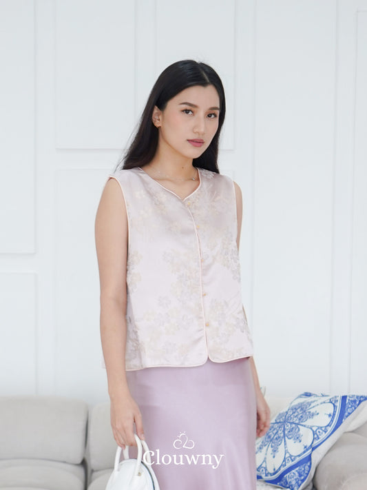 Li Hwa Flower Qipao - Soft Pink
