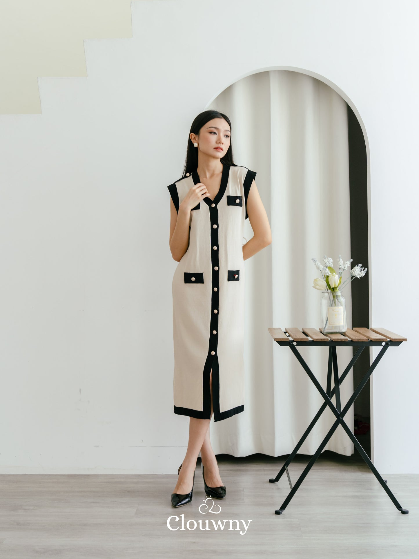 Mirai Belt Knit Dress - Cream