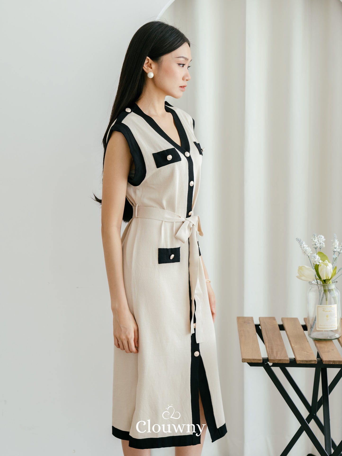 Mirai Belt Knit Dress - Cream