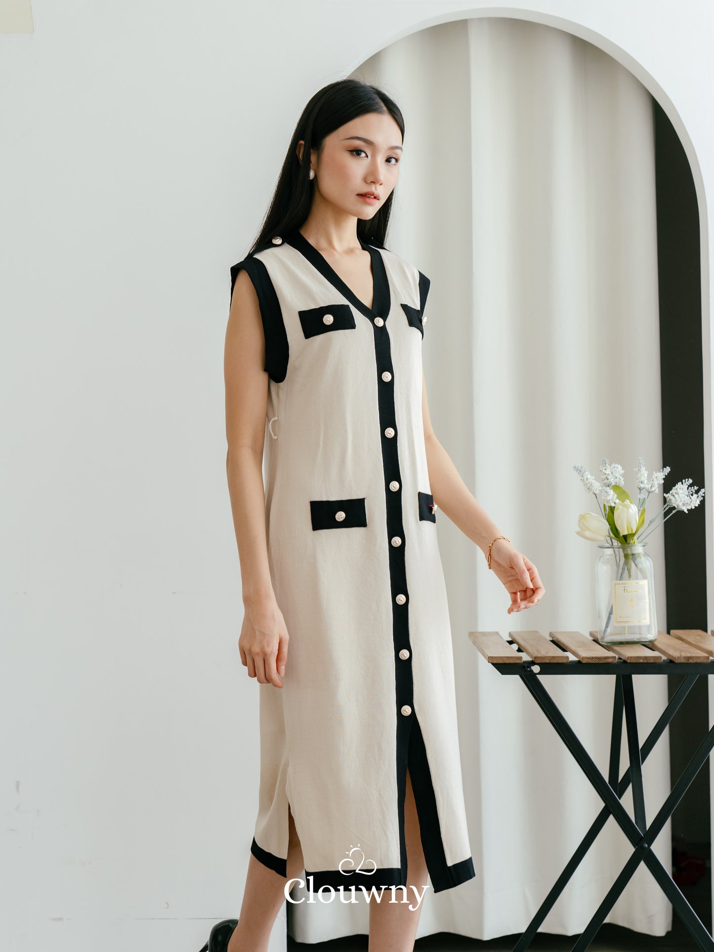 Mirai Belt Knit Dress - Cream