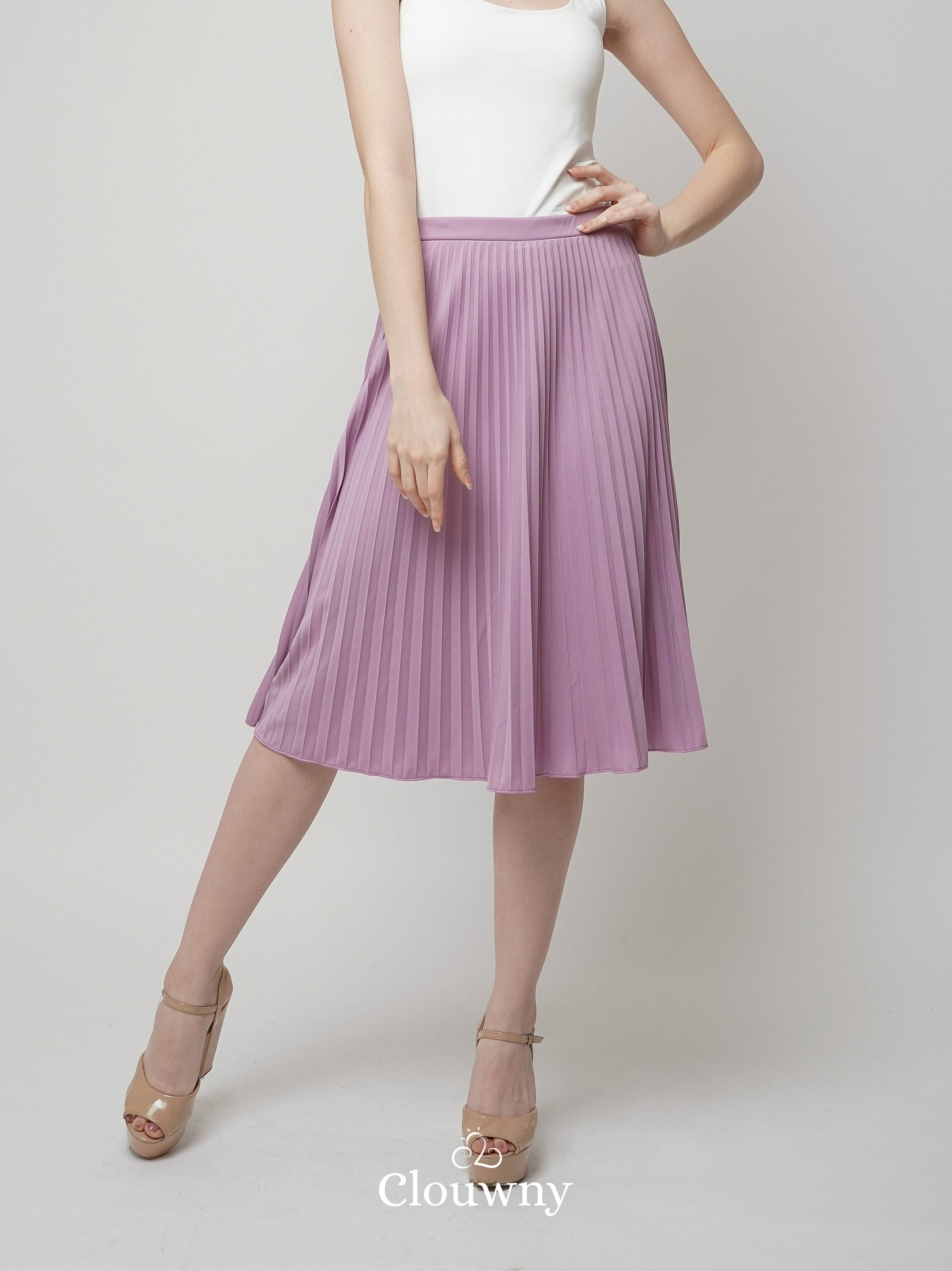 Vamos Midi Pleats Skirt - Lilac
