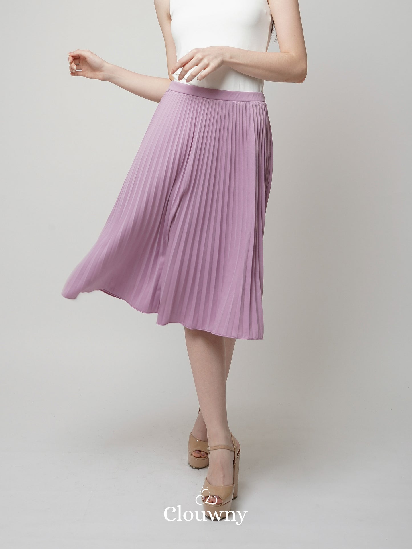 Vamos Midi Pleats Skirt - Lilac