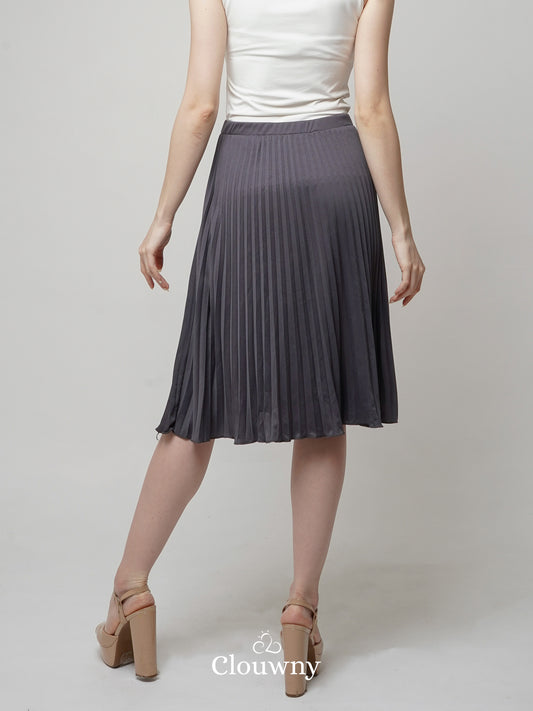 Vamos Midi Pleats Skirt - Dark Grey