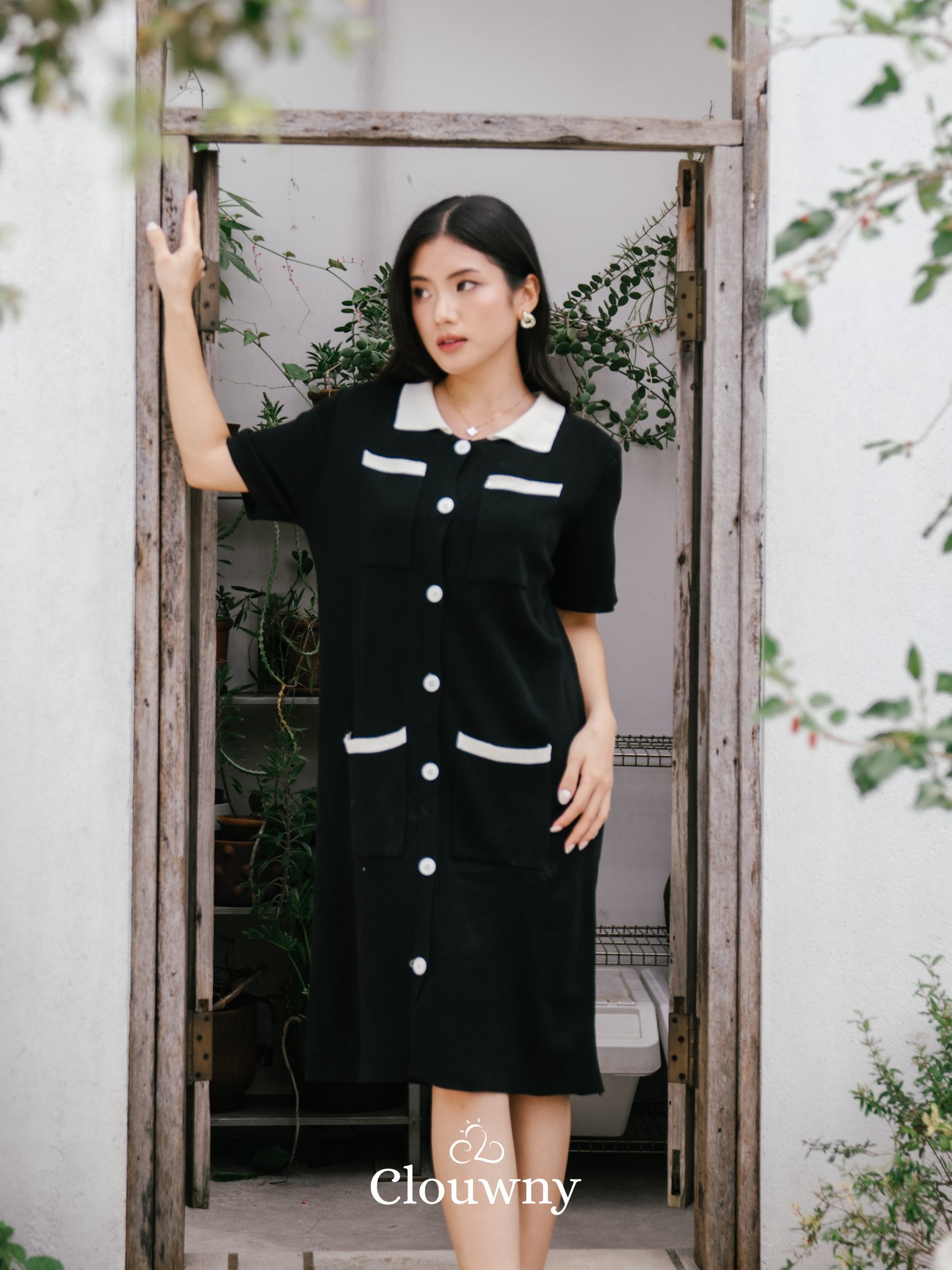 Hope Button Dress - Black