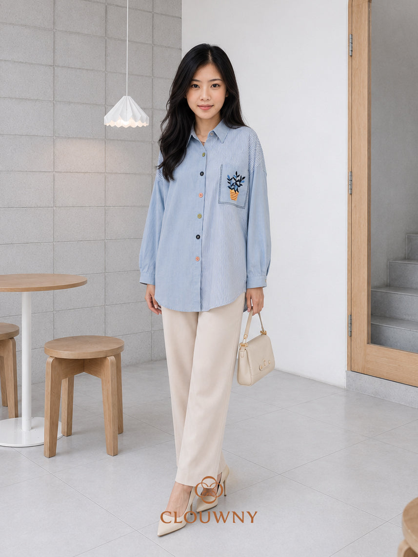Vaza Pocket Cotton Longsleeve - Blue