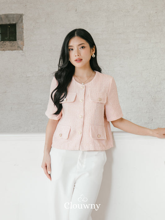 Berlin Tweed Top - Pink