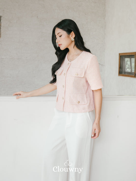 Berlin Tweed Top - Pink