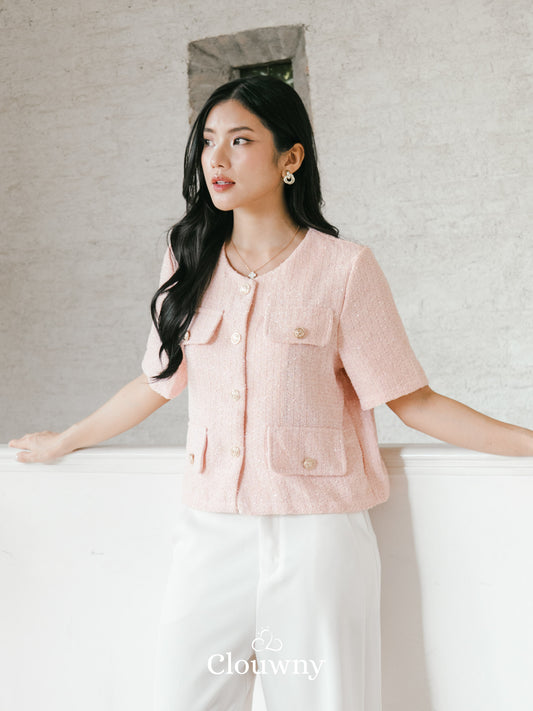 Berlin Tweed Top - Pink