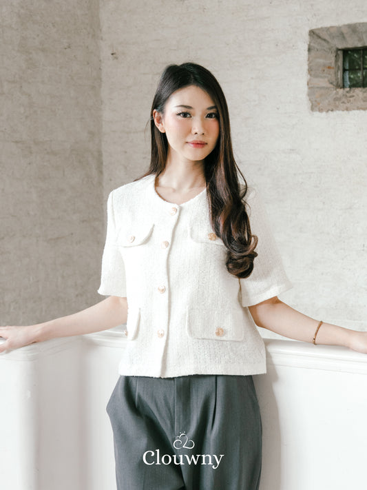 Berlin Tweed Top - White