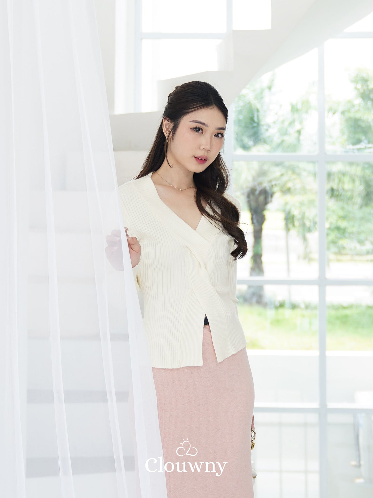 Braid Knit Longsleeve Top - Broken White