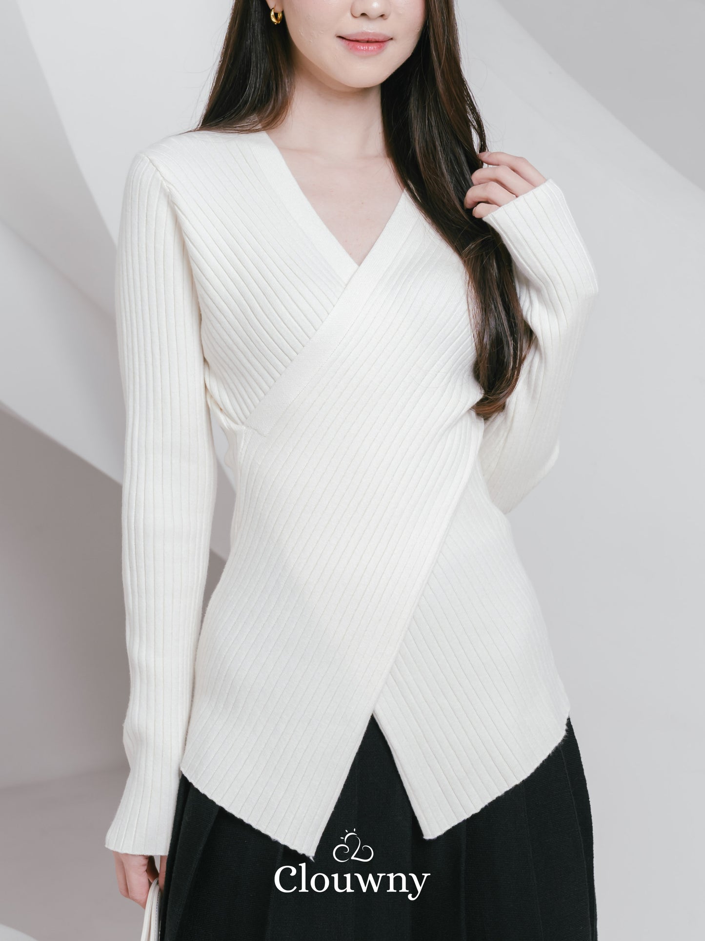 Viera Vneck Knit Longsleeve - Broken White