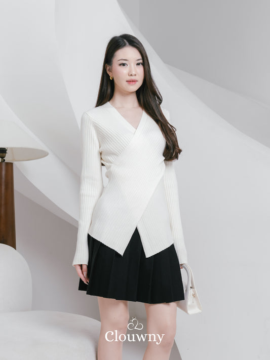 Viera Vneck Knit Longsleeve - Broken White
