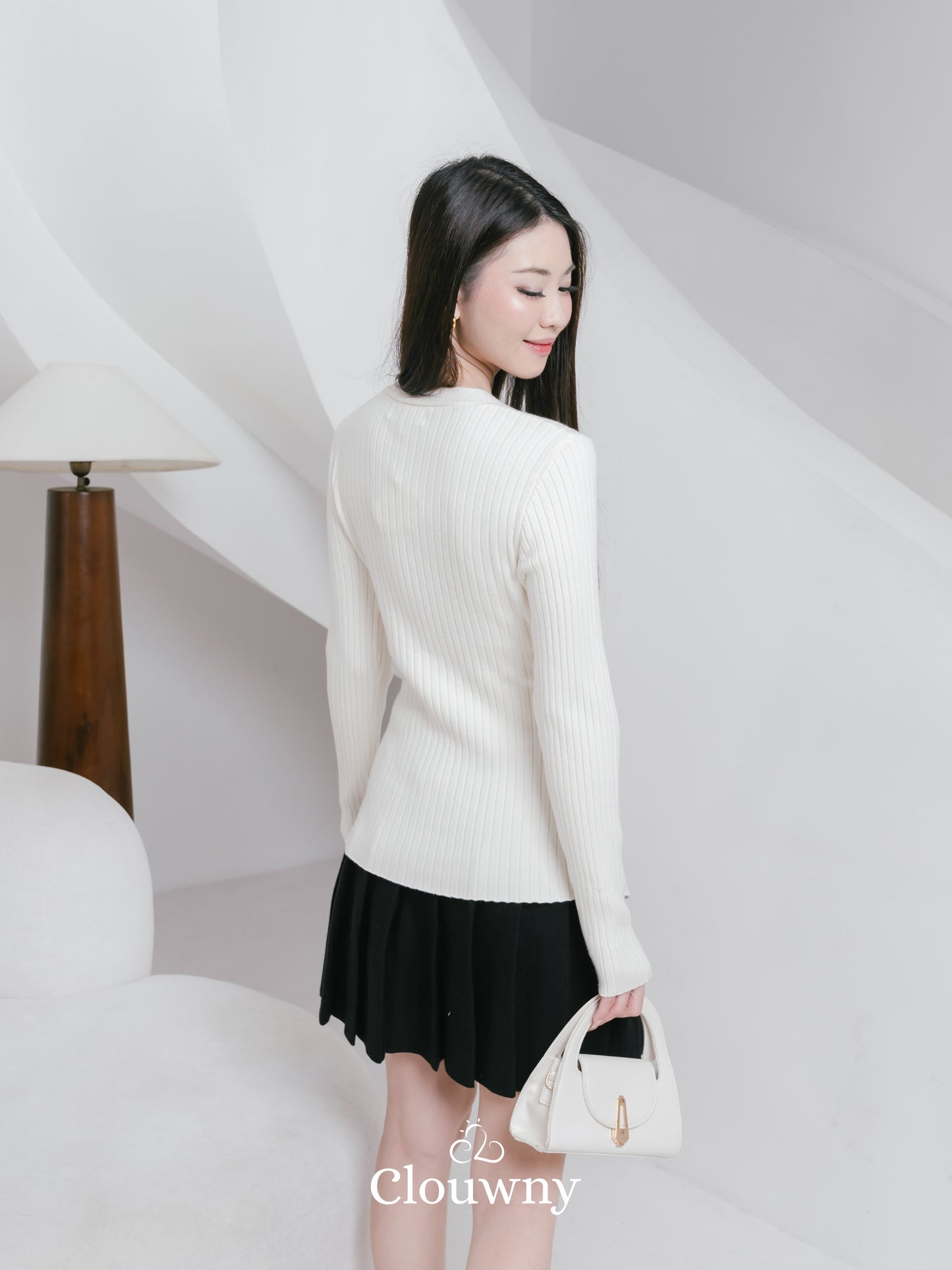 Viera Vneck Knit Longsleeve - Broken White